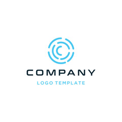 Obraz premium Circular Initial Letter C with Modern Circuit Line Art Logo Design
