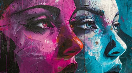 Monochromatic Urban Art Defying Order with a Burst of Color Generative AI