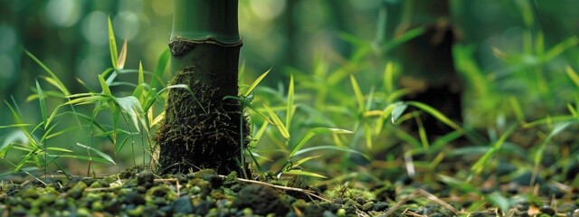 Bamboo shoot grow in the earth, The color is simple and fresh, The feeling of spring