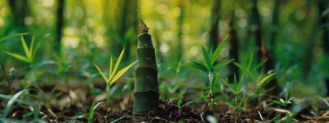 Bamboo shoot grow in the earth, The color is simple and fresh, The feeling of spring
