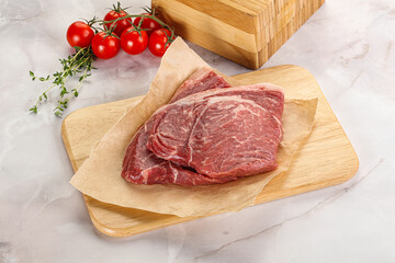 Uncooked raw beef steak for grill