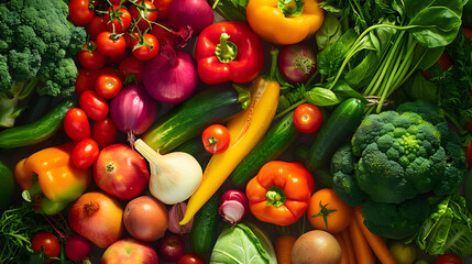 Many fresh vegetables as background, top view