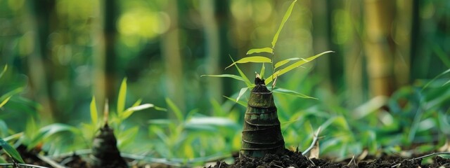 Bamboo shoot grow in the earth, The color is simple and fresh, The feeling of spring