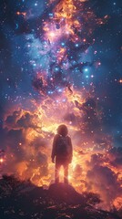 Naklejka premium Cosmic Transcendence: Drifting into the Celestial Realm Generative AI