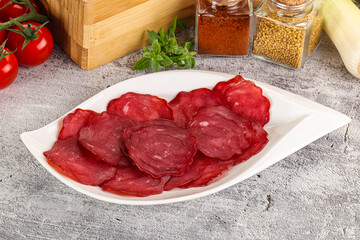 Smoked beef meat - Pastrami slices
