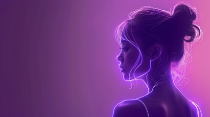 Minimalist Female Back Outline Sketch with Bright Light Generative AI