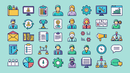 Set Of Colorful Meeting Icons 