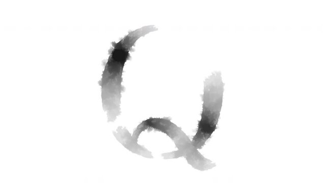 Animated ink blot forms letter "Q", serif font style (This animation can be easily combined using the "Multiply" blend mode)