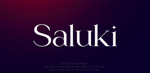 Saluk Modern abstract digital alphabet font. Minimal technology typography, Creative urban sport fashion futuristic font and with numbers. vector illustration