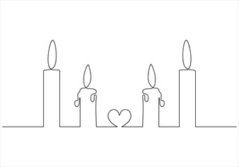 One line drawing of candle out line vector art illustration 
