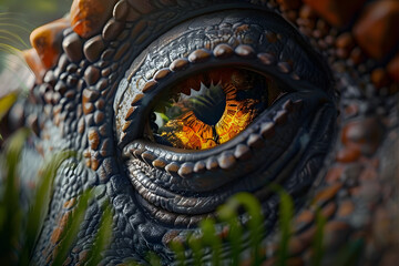 Fototapeta premium close up of a predator dinosaur eye generative ai art