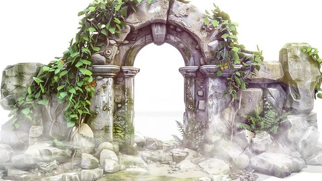 a highly detailed 3d render of a magical portal gate. seamless looping overlay 4k virtual video animation background
