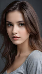 Obraz premium Closeup portrait of a lovely shade girl with light makeup and curly groomed hair