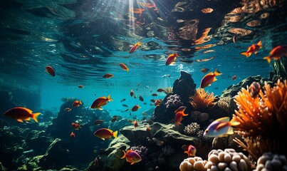 Fototapeta na wymiar Abundance of Fish in Coral Reef