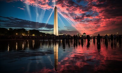 Washington Monument Reflects in Water