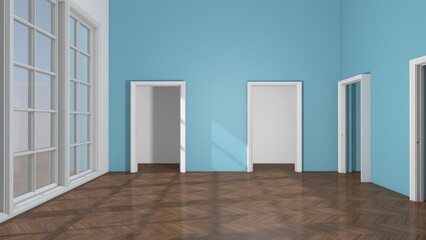 Empty room with Wall Background. 3D illustration, 3D rendering	
