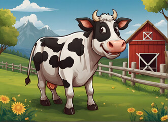 Happy cow illustration card template for Eid Al Adha, 