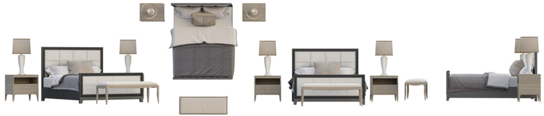 Bed isolated on transparent background