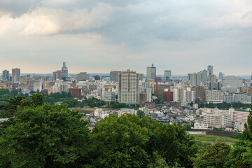 仙台城址から眺める仙台市街地の風景 View of Sendai city from Sendai Castle ruins