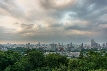 Fototapeta na wymiar 仙台城址から眺める仙台市街地の風景 View of Sendai city from Sendai Castle ruins