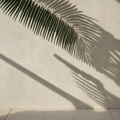 a tree shadow on a beige concrete wall