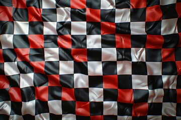 Red and Black Checkered Fabric With White and Black Squares