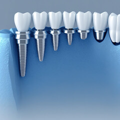 a 3d render of a dental implant in several shapes and forms