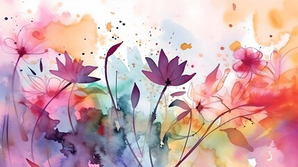 colorful watercolor painting of flowers background