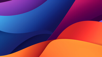 Multi colored abstract red orange green purple yellow gradient papercut overlap layers on dark blue background