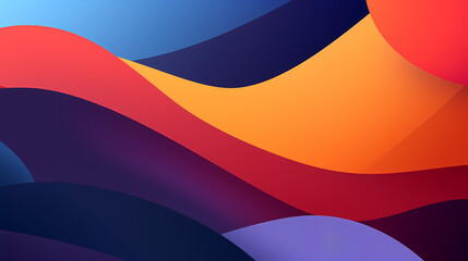 Multi colored abstract red orange green purple yellow gradient papercut overlap layers on dark blue background