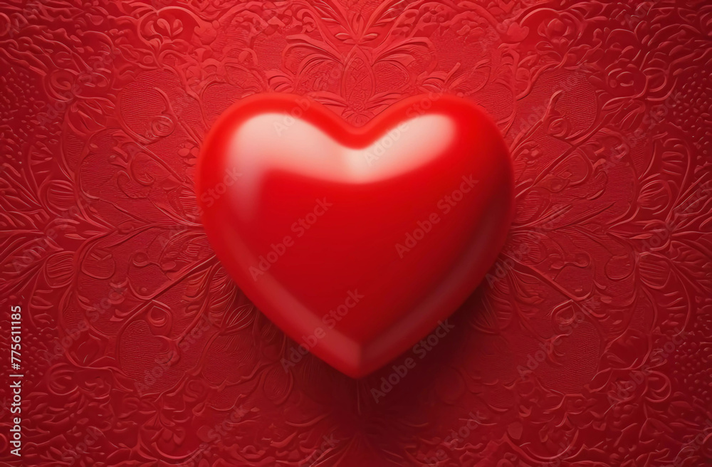 Canvas Prints red volumetric heart on a red background. generative ai