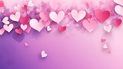 Fotobehang love romance background with pink and purple heart shape on pink background © pjdesign