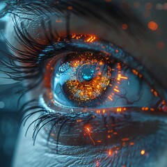 Cybernetic eye with a detailed HUD