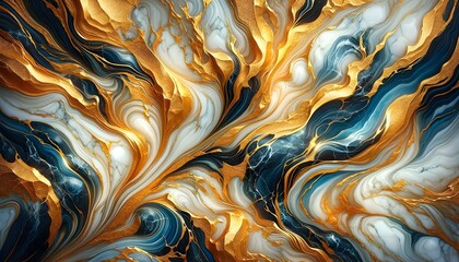 Luxurious Gold and Blue Marble Texture Abstract