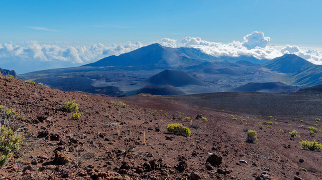 Spectacular view of a landscape of Haleakala crater from Pa Kaoao Trail (White Hill Trail), Haleakala National Park, island of Maui, Hawaii, USA