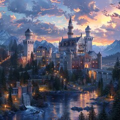 Majestic castle at twilight