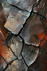 A piece of metal with cracks and splinters on it - obrazy, fototapety, plakaty