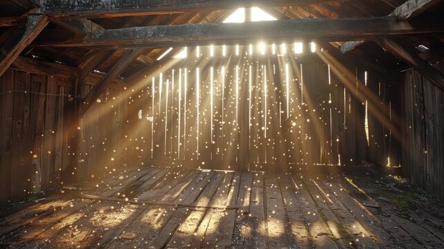 Sunlight Dancing on Dust Inside a Vintage Barn