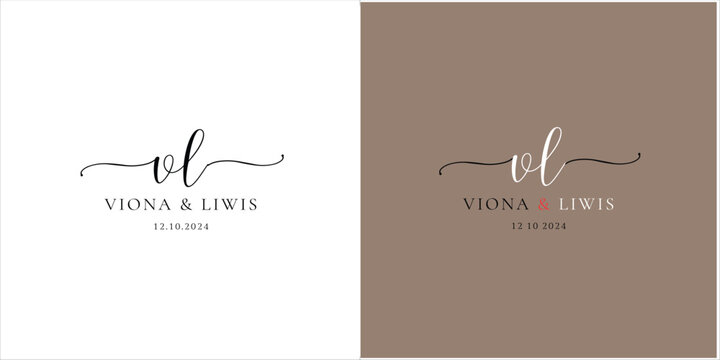 VL Initial handwriting logo with  template vector. VL initial handwriting logo template vector, Print