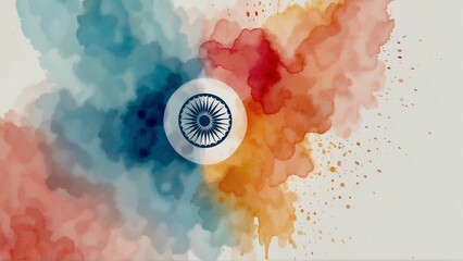 Abstract Indian Tricolor with Ashoka Chakra, Conceptual Art Style, National Identity Concept, Great for Creative Presentations, National Campaigns, Educational Materials, copy space
