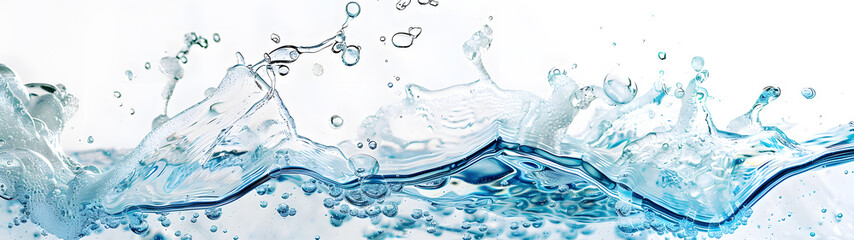 Background image of moving water in waves bubbles on white background