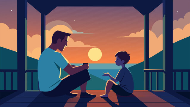 As the day ends and the sun sets the father and son sit together on the porch sharing a sense of shared achievement and a new milestone