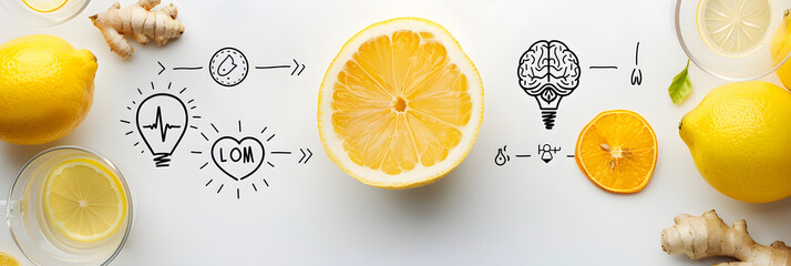 Infographic Showcasing the Diverse Health Benefits of Lemon Consumption - obrazy, fototapety, plakaty