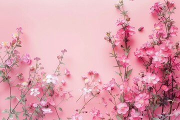 Pink Flowers Blooming Against a Pink Background