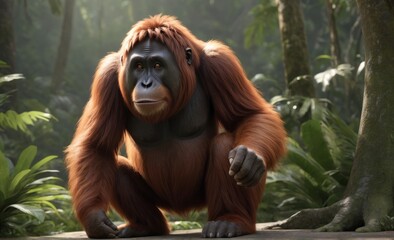 Fototapeta premium orang utan in a scene from the movie's series