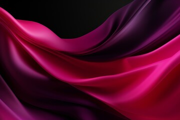 Abstract background with silky pink waves on a dark background. - obrazy, fototapety, plakaty