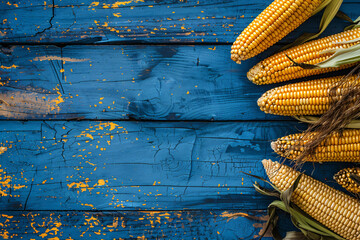 Fresh yellow sweet corn on the cob, a popular summer vegetable enjoyed directly from the cob - obrazy, fototapety, plakaty