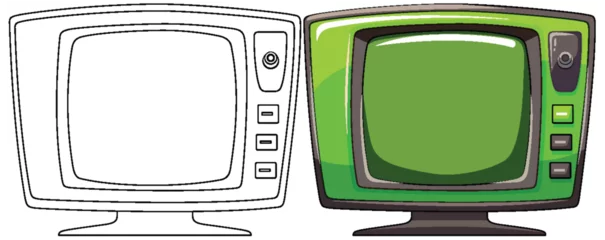 Fotobehang Two vintage TVs with colorful screens and antennas. © GraphicsRF