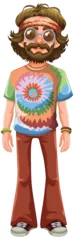 Fotobehang Kinderen Colorful, retro-styled hippie character in vector art.