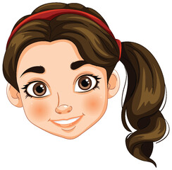 Vector graphic of a cheerful young girl's face
